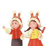 年味小朋友卡通插画