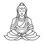 矢量人物线条简笔画佛像