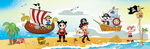 儿童海盗船卡通壁画