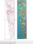 镂空洋花牡丹花角花精雕图灰度图