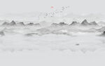 灰色抽象水墨山水画