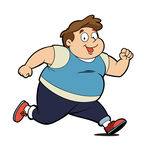 矢量人物跑步减肥的胖男孩