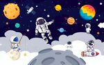 卡通太空人背景墙图片