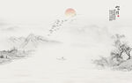 水墨国画山水背景墙