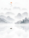 中国风意境水墨山水风景画
