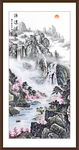 竖幅写意山水画