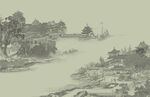 中式彩墨山水画