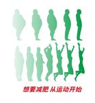 由胖到瘦的人减肥过程矢量图设计