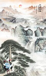 国画迎客松