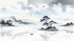 中式水墨山水电视背景