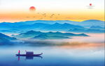 国画山水墨山水画