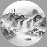 圆形水墨画