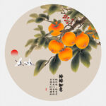 国画柿子