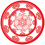 国潮国风圆花如意图纹