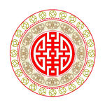 国风国潮如意全绕喜字钱币纹图印