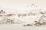 新中式屏风山水画