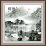 中式水墨山水画