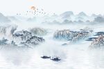新中式屏风山水画