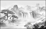 中国风水墨意境山水风景背景