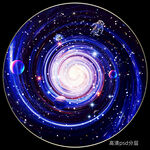圆形星空星球装饰画