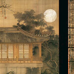 工笔线描亭台楼阁挂画