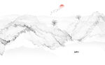 抽象水墨线条烟雾山水电视背景墙