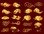 矢量烫金色如意云纹