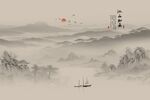 新中式屏风山水画