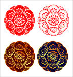 矢量烫金色团花纹纹样