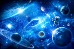 太空星球宇航员银河宇宙星空背景