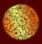 矢量烫金色菊花团纹样