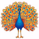 原创卡通孔雀