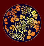 矢量烫金色菊花团纹