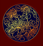 矢量烫金色菊花团纹