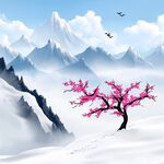 雪景山水插画