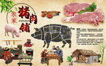 农家猪肉铺工装背景墙