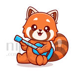 可爱卡通弹吉他的小熊猫