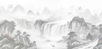 水墨山水画背景墙画
