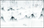 新中式意境水墨画山水背景墙