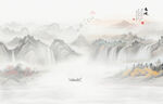 国画水墨山水画