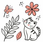 小猫蝴蝶插画