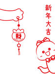 蛇年窗花贴纸卡通插画新年快乐