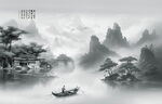 新中式屏风山水画