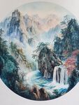 大型圆形山水画
