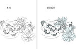 荷花与鱼 矢量图