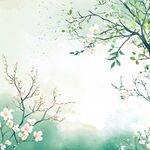 手绘春天古风花卉背景
