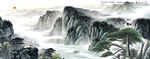 紫气东来国画山水