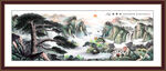 办公室迎客松山水画