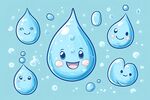 可爱水滴表情包插画