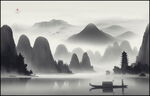 新中式水墨山水画